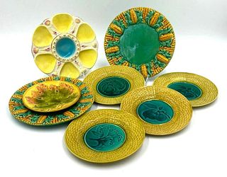 Eight Assorted Majolica Plates