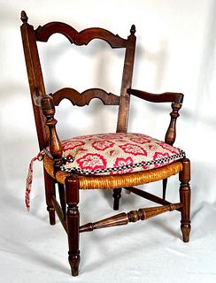 French Provincial Rush Seat Child's Armchair
