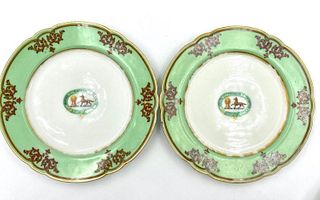 Two English Porcelain Armorial Plates, 19thc.
