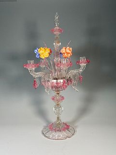 Venetian Glass Single Candelabrum
