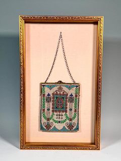 Art Deco Period Beaded Evening Bag in Frame