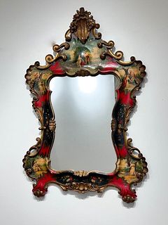 Rococo Style Gilt Wood and Lacquer Wall Mirror