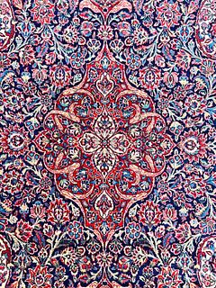 Semi-Antique Wool Kashan, c.1950-60, 7'2 x 4'3