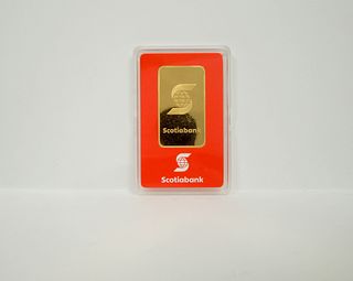 Scotiabank Valcambi Suisse 1 Ounce Gold Bar.
