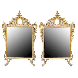 Pair of Carved Gilt Wood Mirrors
