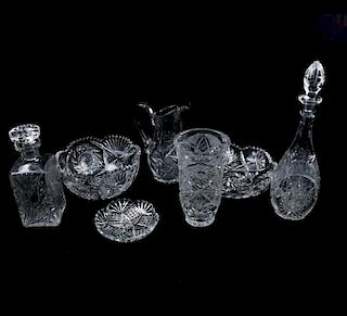 Lot of 7 Cut Glass Table Items