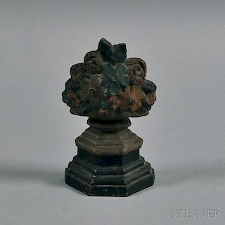 Polychrome Painted Cast Iron Floral Doorstop
