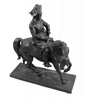 Bronze Cavalier on Horse Sculpture