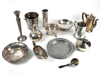 13 Assorted Pewter & Silver Plated Items