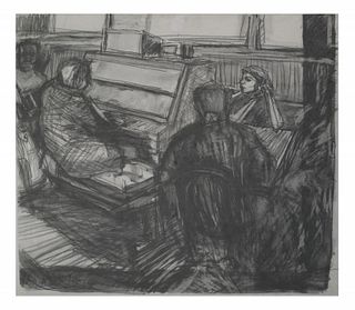 Charcoal Sketch of A Man Playing Piano