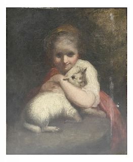 Oil on Canvas, Girl with Lamb