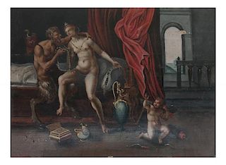 Mythological Scene, Oil on Wood Panel