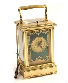 French Carriage Clock with Green Enamel