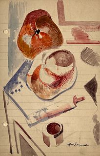 William Sommer Drawing, Kitchen Still Life