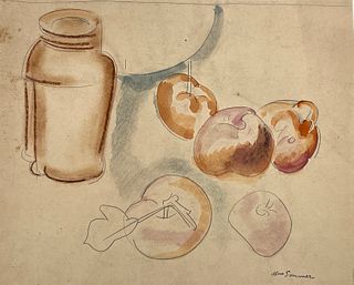 William Sommer Drawing, Still Life with Apples