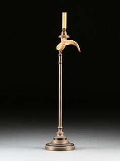 A VICTORIAN STYLE MOLDED "RAM'S HORN" AND BRASS FLOOR LAMP, SECOND HALF 20TH CENTURY,