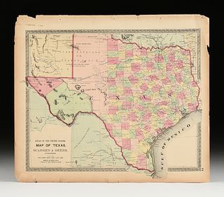 WARNER & BEERS, "Map of Texas," FROM H.H. LLOYD & CO.'S ATLAS OF THE UNITED STATES, 1870s,
