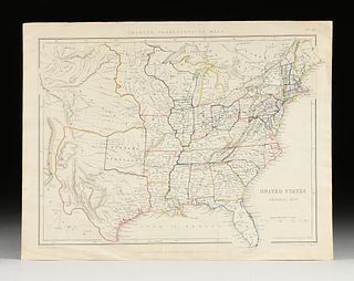 AN ANTIQUE MAP, "Sharpe's Corresponding Maps: United States General Map," ENGLISH, CIRCA 1849,