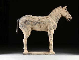 A CHINESE TERRACOTTA HORSE, AFTER EMPEROR QIN SHI HUANG'S BURIAL TERRACOTTA ARMY, LATE 20TH CENTURY,