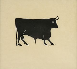LEONARD BASKIN (American 1922-2000) A PRINT, "Bull," 1951,