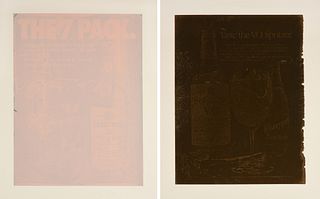 ADAM GONDEK (American b. 1979) TWO COLLAGE DRAWINGS, "Pink Ad," and "Gold Ad," 2013,