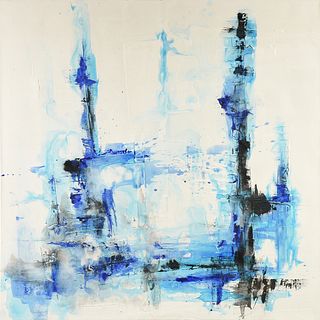CONTEMPORARY SCHOOL, A PAINTING, "Untitled in Blue and White," 2006,