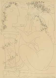 PABLO PICASSO (Spanish 1881-1973) A PRINT, "Sculpteur avec son Modèle et sa Sculpture," PLATE 45, FROM LA SUITE VOLLARD, PARIS, 
