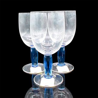 3pc Lenox Avalon Blue Crystal Glasses Goblets