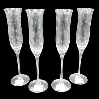 4pc Lenox Champagne Flutes. Assorted Graphics