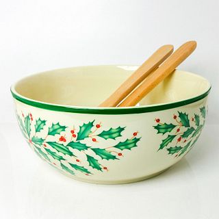 3pc Lenox Salad Bowl with Wooden Servers, Holiday