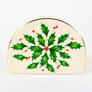 Lenox Porcelain Napkin Holder, Holiday, Holly and Berries