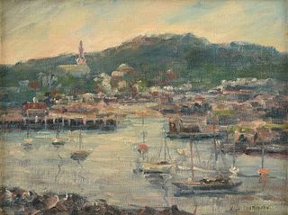 IVAR JOHN MATHESON (American 1880-1963), A PAINTING, "Town Harbor,"