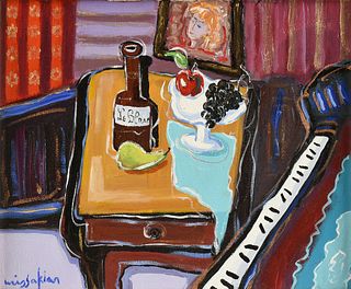 BERGE MISSAKIAN (Canadian 1933-2017) A PAINTING, "Piano aux Fruits," LATE 20TH/21ST CENTURY,