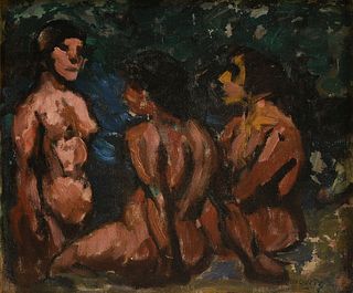 ALBERT ABRAMOVITZ (American 1879-1963) A PAINTING, "Three Nudes," 20TH CENTURY,