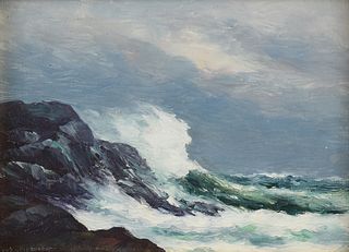 FRANCIS STILLWELL DIXON (American 1879-1967) A PAINTING, "Crashing Waves,"