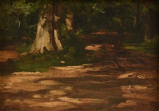 THEOPHILE DE BOCK (Dutch 1851-1904) A PAINTING, "Forrest Path," 19TH CENTURY,