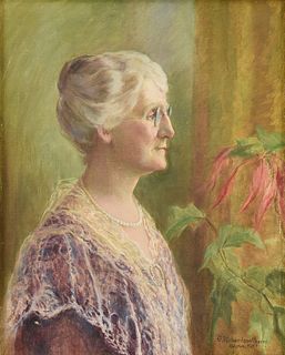 EMMA RICHARDSON CHERRY (American/Texas 1859-1954) A PAINTING, "Favorite Aunt of Jesse H. Jones, Louisa Woolard Jones," HOUSTON, 1929,