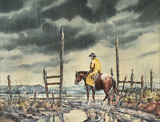STEFAN KRAMER (American/Texas 1922-2013) A PAINTING, "Welcome Rains," LATE 20TH CENTURY,