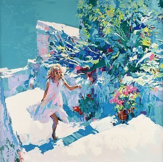 NICOLA SIMBARI (Italian 1927-2012) A PRINT, "Taormina,"1979,