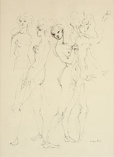 LEONOR FINI (Argentinian 1907-1996) A DRAWING, "Gestural Sketch of a Nude Woman,"