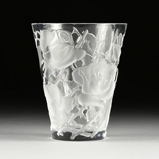 A LALIQUE FROSTED AND POLISHED CRYSTAL "ISPAHAN" VASE, SIGNED, LATE 20TH CENTURY,