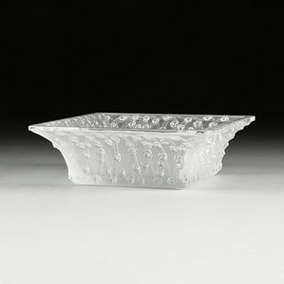 A LALIQUE FROSTED CRYSTAL "ROSES" BOWL, SIGNED, LATE 20TH CENTURY,