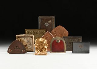 A GROUP OF NINE PAIRS OF BOOKENDS AND A LETTER HOLDER, AMERICAN, 20TH CENTURY,