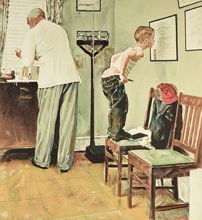 NORMAN ROCKWELL (American 1894-1978) A PRINT, "Before the Shot," CIRCA 1974,