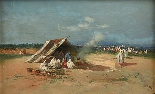 style of FELIX FRANÇOIS GEORGE PHILIBERT ZIEM (French 1821-1911) AN ORIENTALIST PAINTING, "L'Mer du Maroc (Sea of Morocco)," CIRCA 1898,