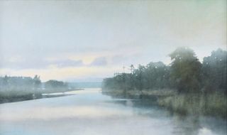 CHRIS BURKHOLDER (American/Texas b. 1952 ) A PAINTING, "Mist on the Atchafalaya River," 1991,