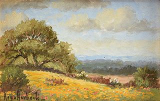 HUGO HERBECK (American/Texas 1923-2009) A PAINTING, "Yellow Coreopsis Flowers,"