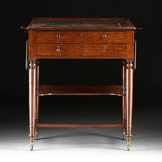 A GEORGE III FLAME MAHOGANY DRAFTING DESK, EARLY 19TH CENTURY,
