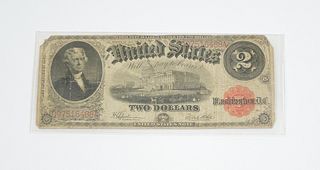 1917 $2 Dollar Bill, Circulated.