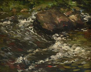 LILLIAN MATHILDE GENTH (American 1876-1953) A PAINTING, "Rushing Waters," 20TH CENTURY, 